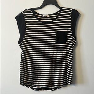 Calvin Klein Black and White Striped Women's Top